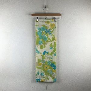 Vintage l 60s Queen Aqua Floral Groovy Funky Mod Pillow Case Bed Linens Fabric